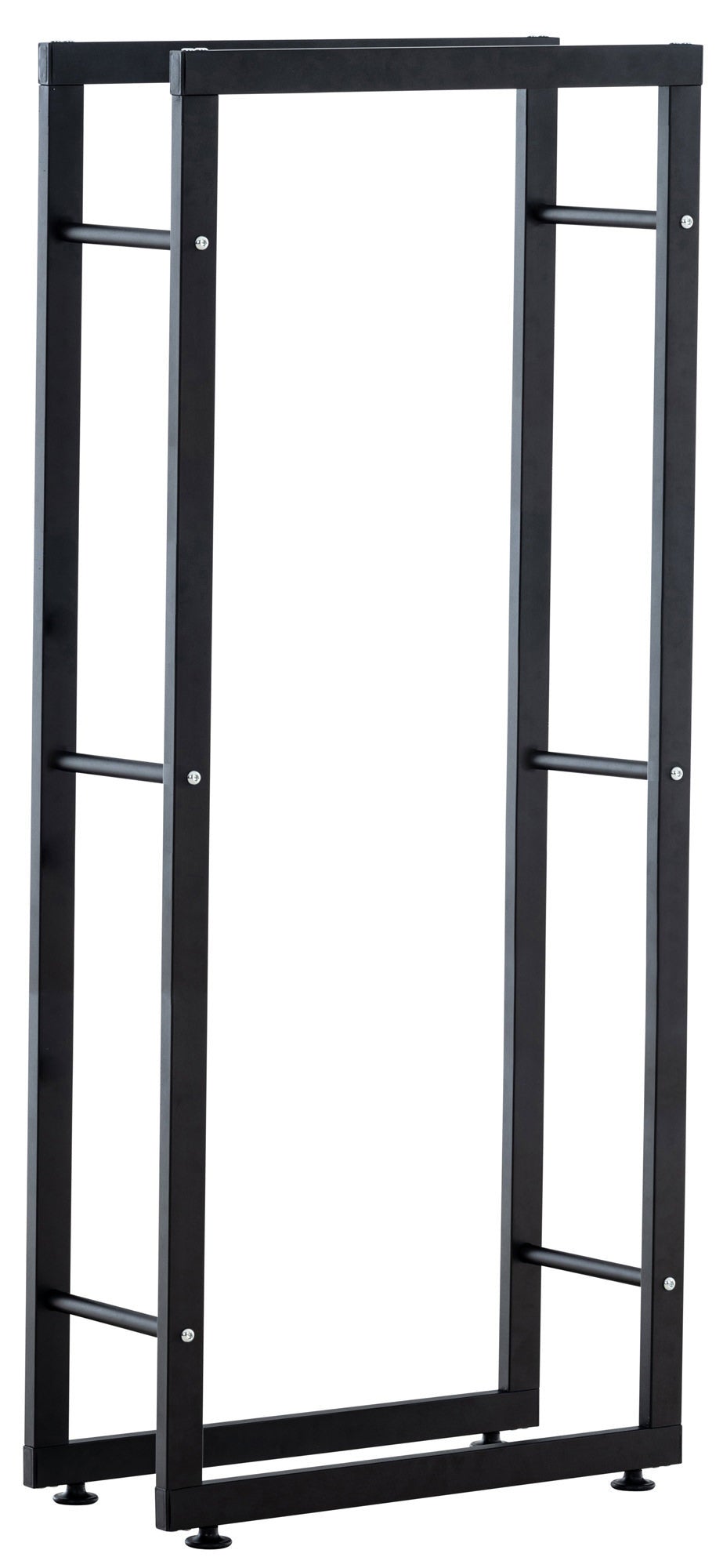 IDMarket - Range Bûches Vertical Acier Noir Avec étagère H.112 CM Pour Cheminée