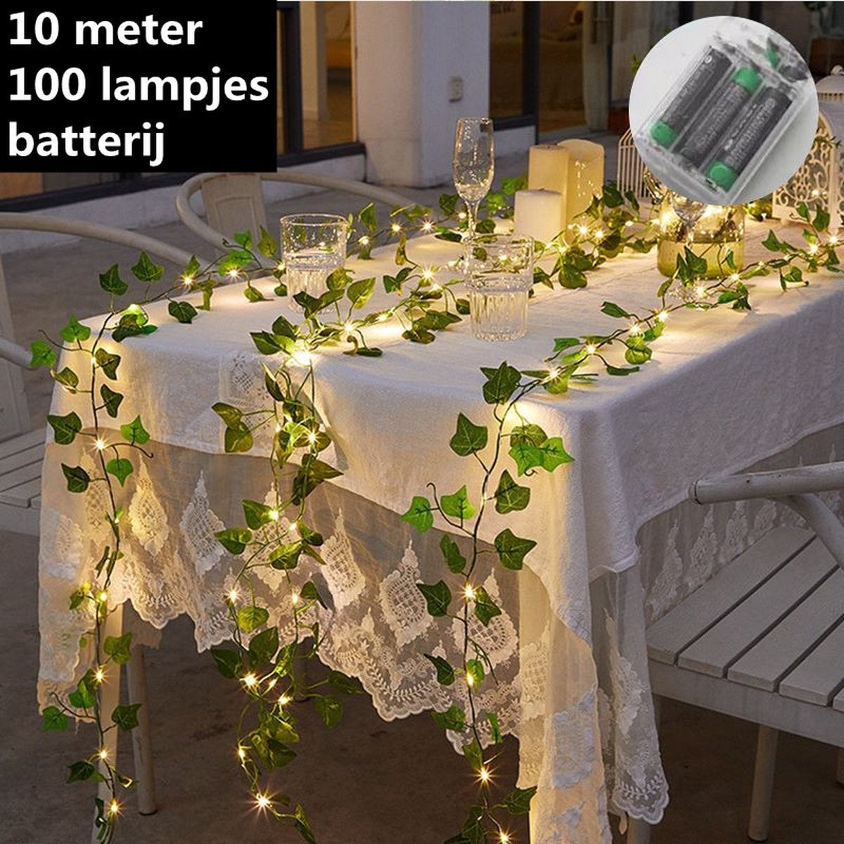 Ghirlandă luminoasă LED TDR, design frunză de arțar, 10 metri, 100 de lumini, funcționare cu baterii