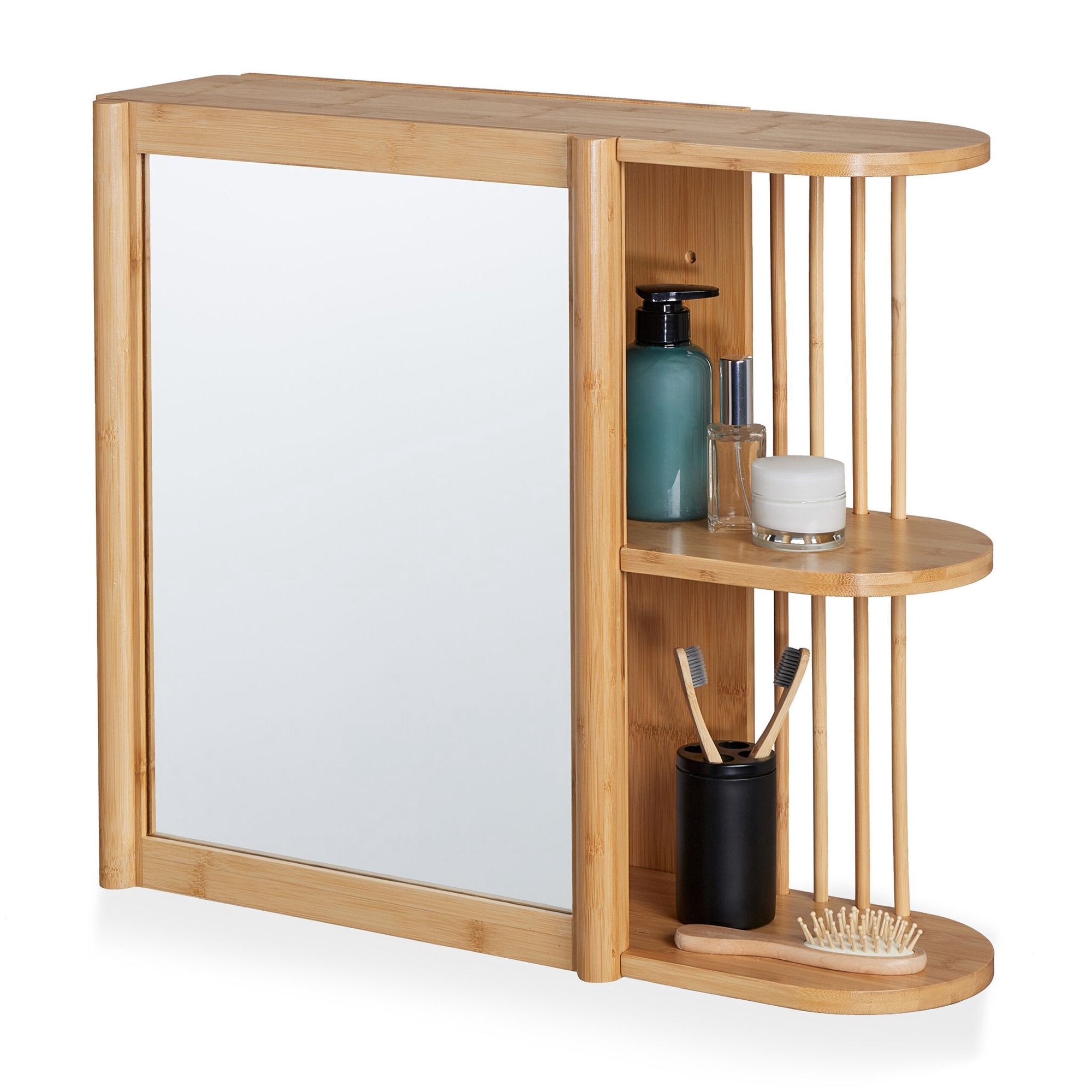Northio Estante De Pared De Bambú Con Espejo , Leroy Merlin