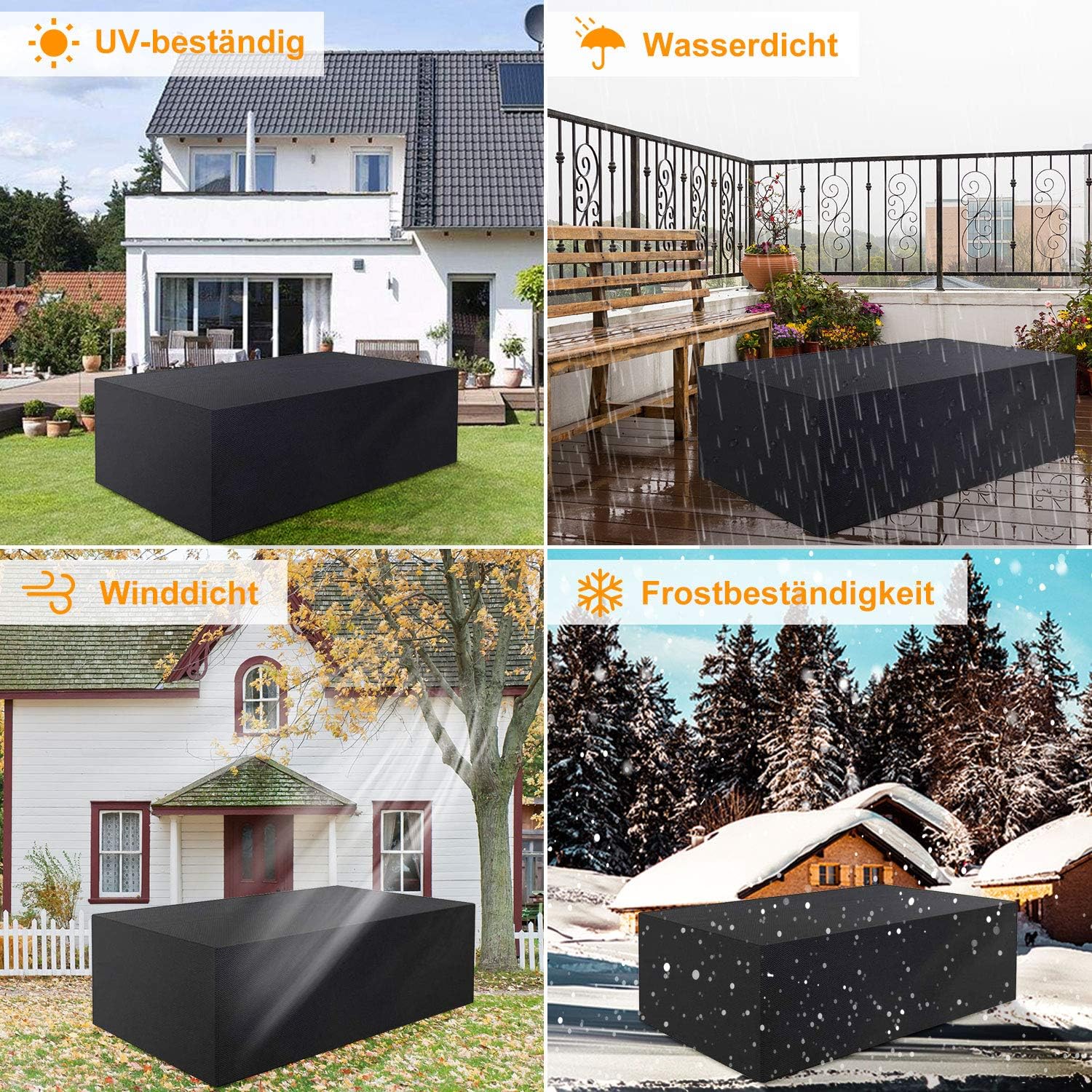 Housse de protection d'extérieur,Housse de mobilier de jardin,420D,170*94 *70cm,noir - 5