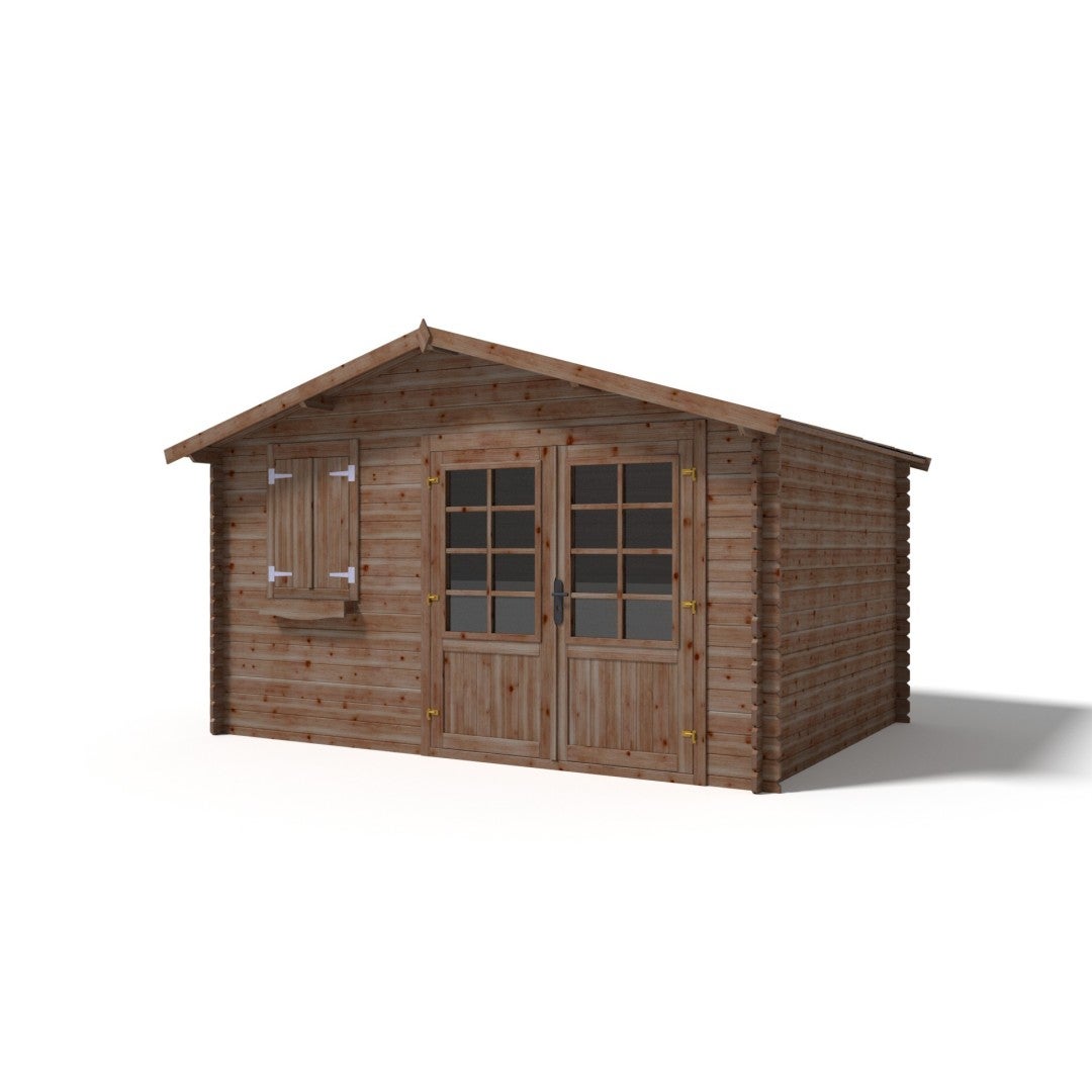 Abri de jardin en bois - 12m2 - 4x3m - Traité - Ep. 28mm - Couleur: marron - DOM595 - ALTANKA - 9
