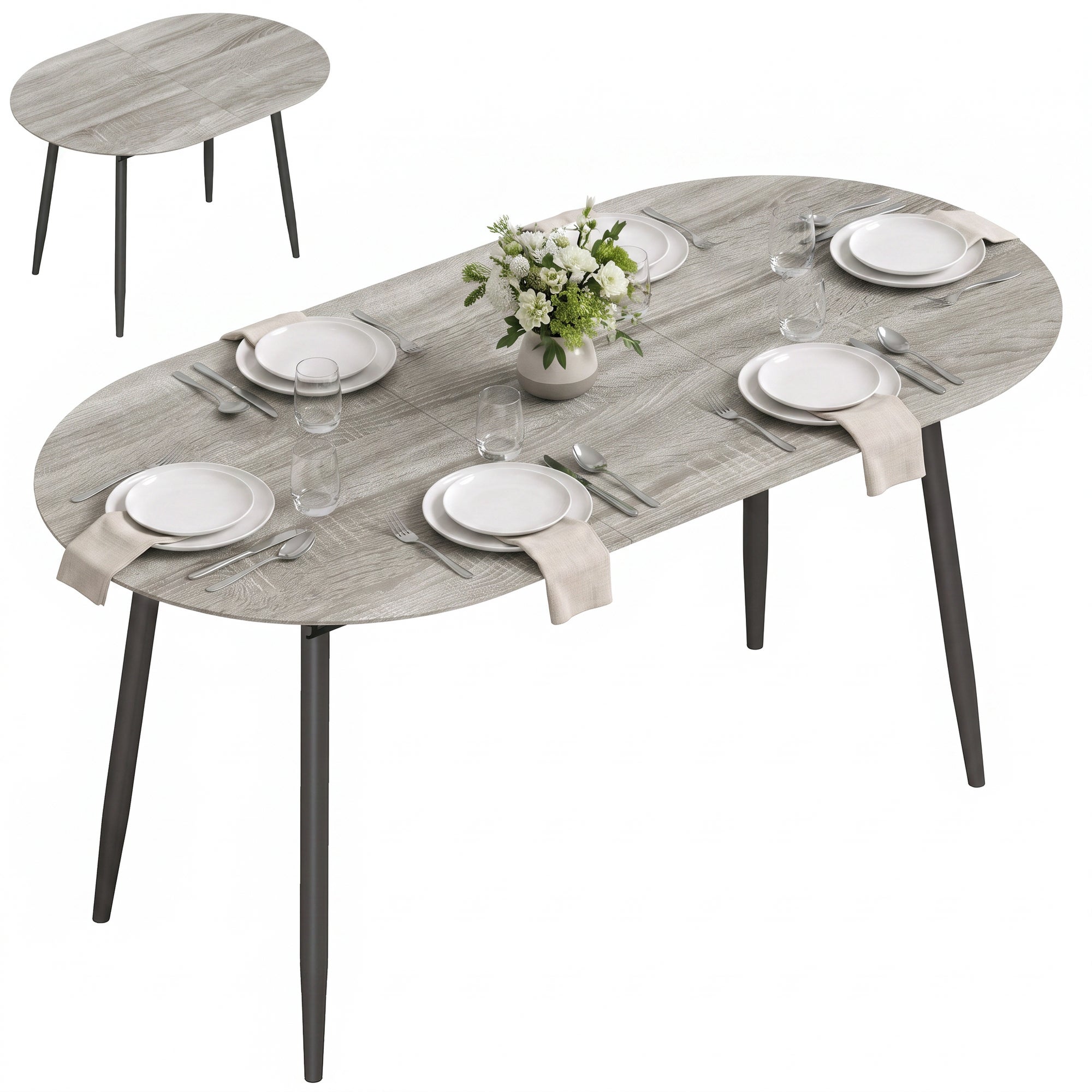 Table de salle à manger/cuisine ovale extensible pour 4 à 6 personnes ...