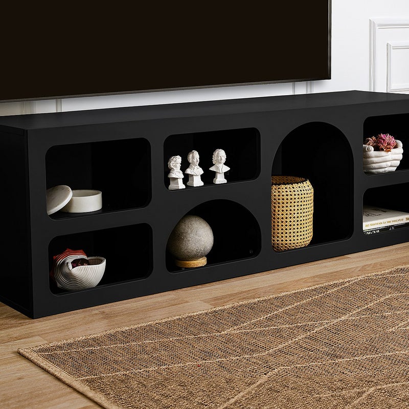 Szafka RTV z 7 wnękami - Czarny - LUELA