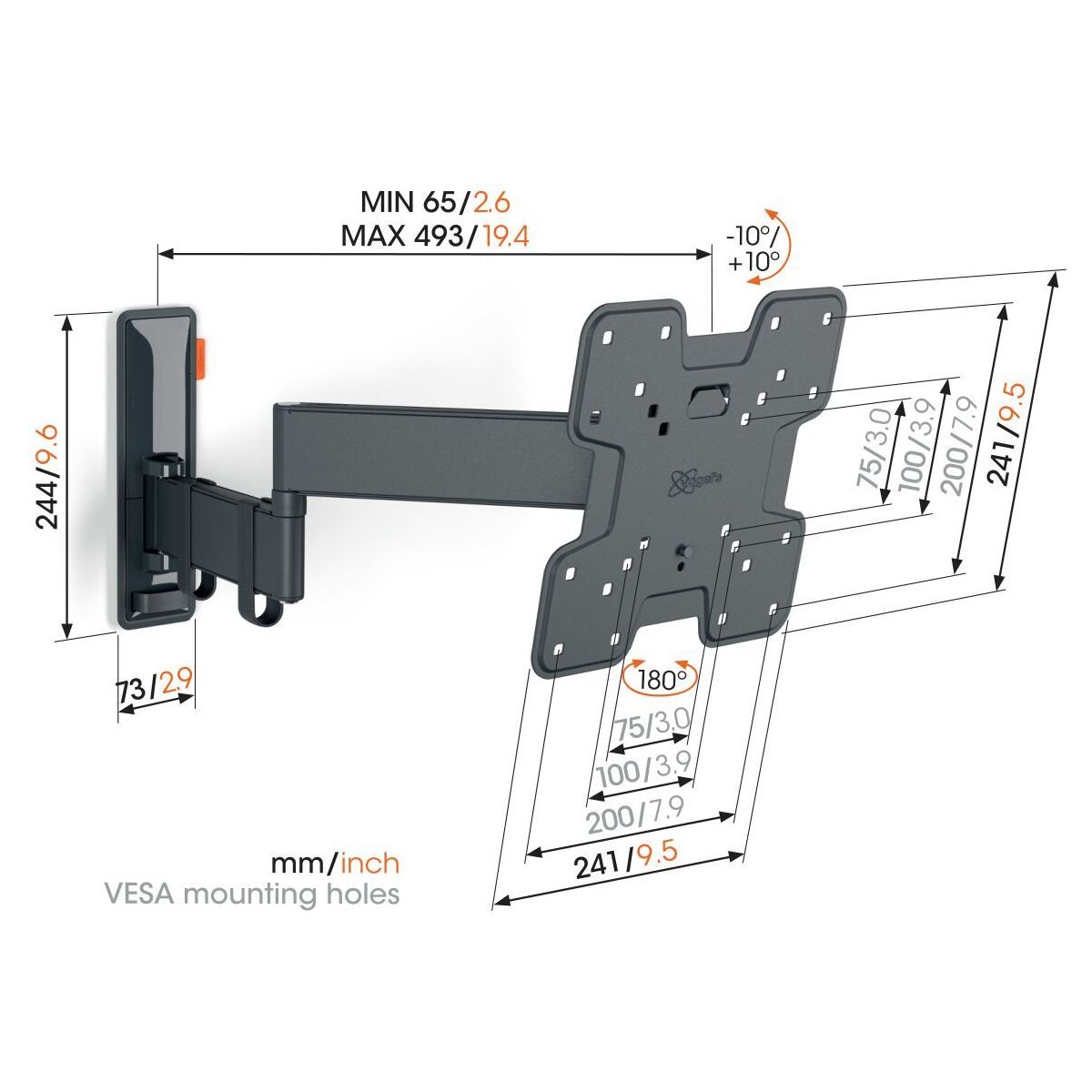 Support mural TV VOGEL'S COMFORT TVM 3248 19-43'' - 5