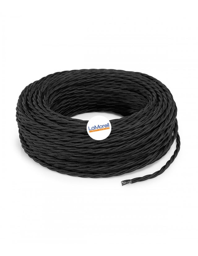 LA MORELL LIGHTDESIGN - CABLE ELÉCTRICO TRENZADO RECUBIERTO DE TELA PRETO TR120 3MT 3x0.75
