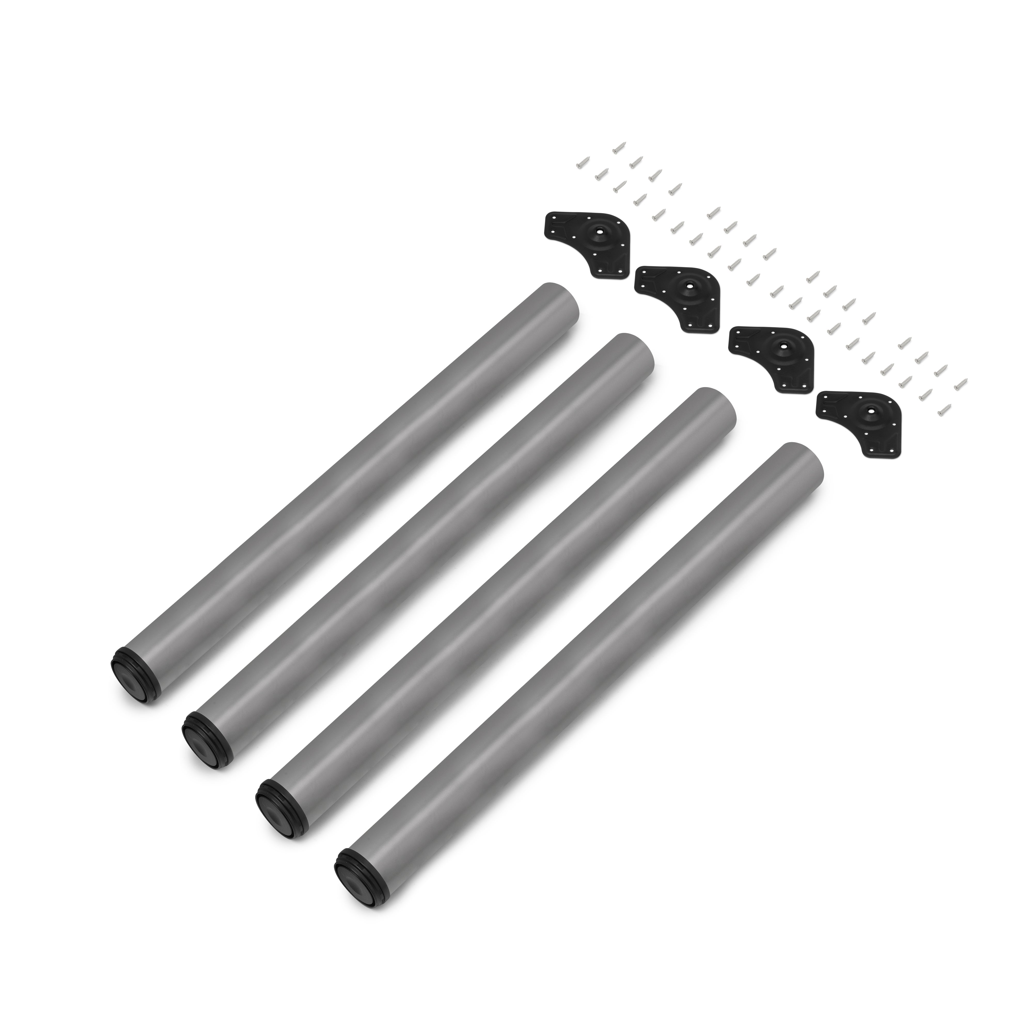 Emuca Pakiet 4 nóg stołowych, średnica 60mm, wysokość 710mm, Stal, Szary metaliczny