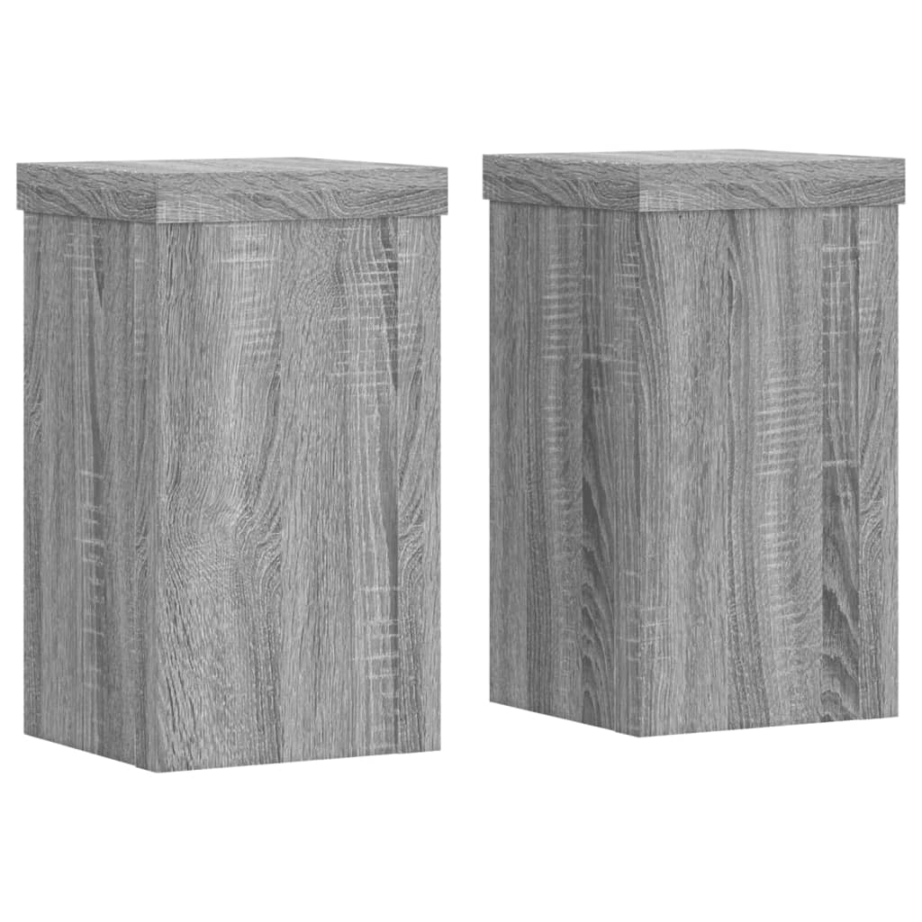 Supports pour plantes, 2 pièces, gris, panneau de bois - 2