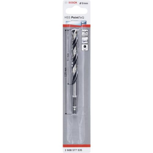 Bosch 1x Wiertło HSS PointTeQ z chwytem sześciokątnym 9 x 81 x 125 mm - 2608577535