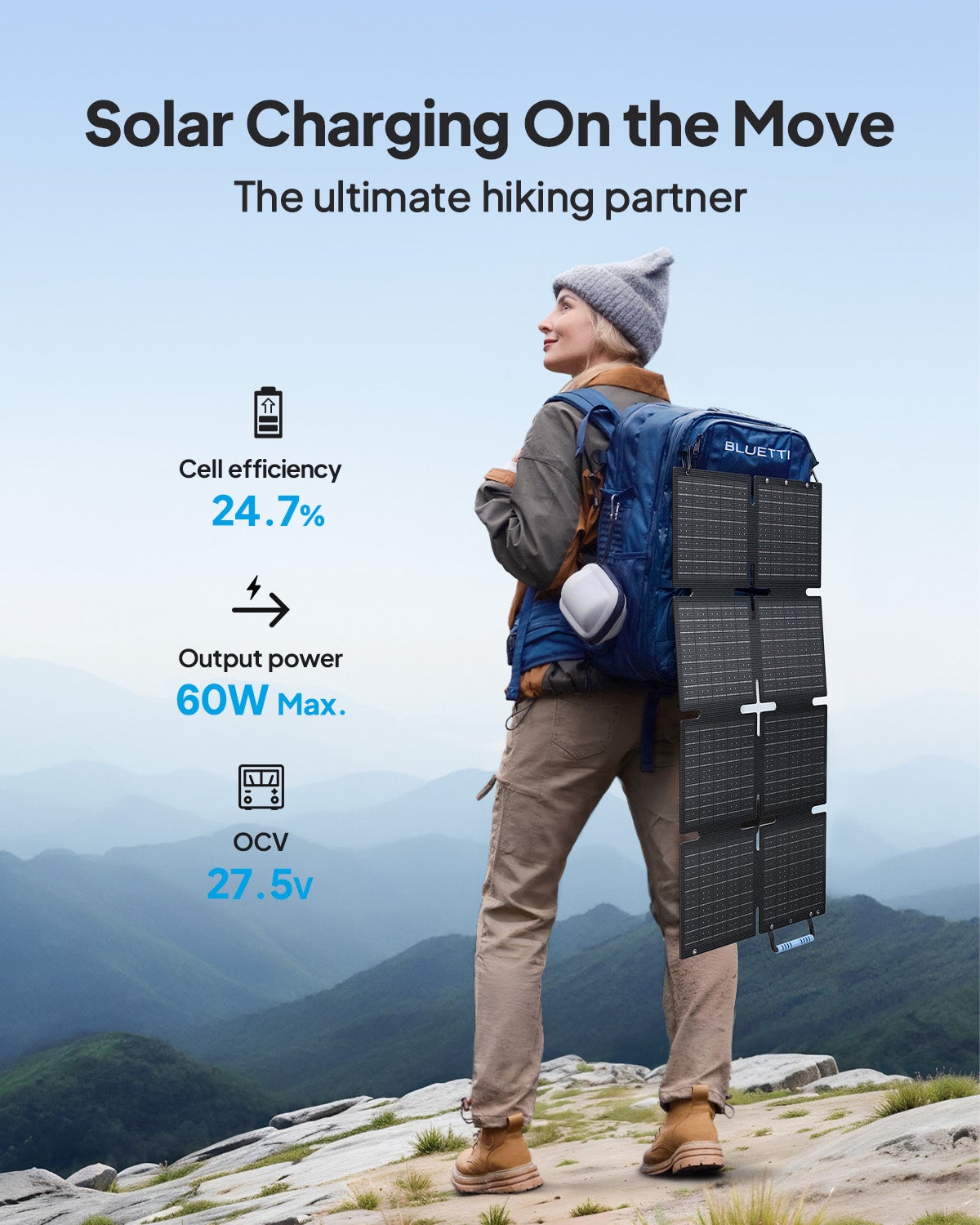 BLUETTI Painel Solar 60W, para Estação de Energia Portátil Elite 10, Elite 30 V2,AC2A, telemóvel, Carregador Solar Dobrável para Caminhadas e Campismo - 2