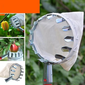 Cueille Fruit Télescopique 4M Idota - Ramasse Pomme Avec Perche INOX Et Sac, Pour Cerises, Pommes, Poires