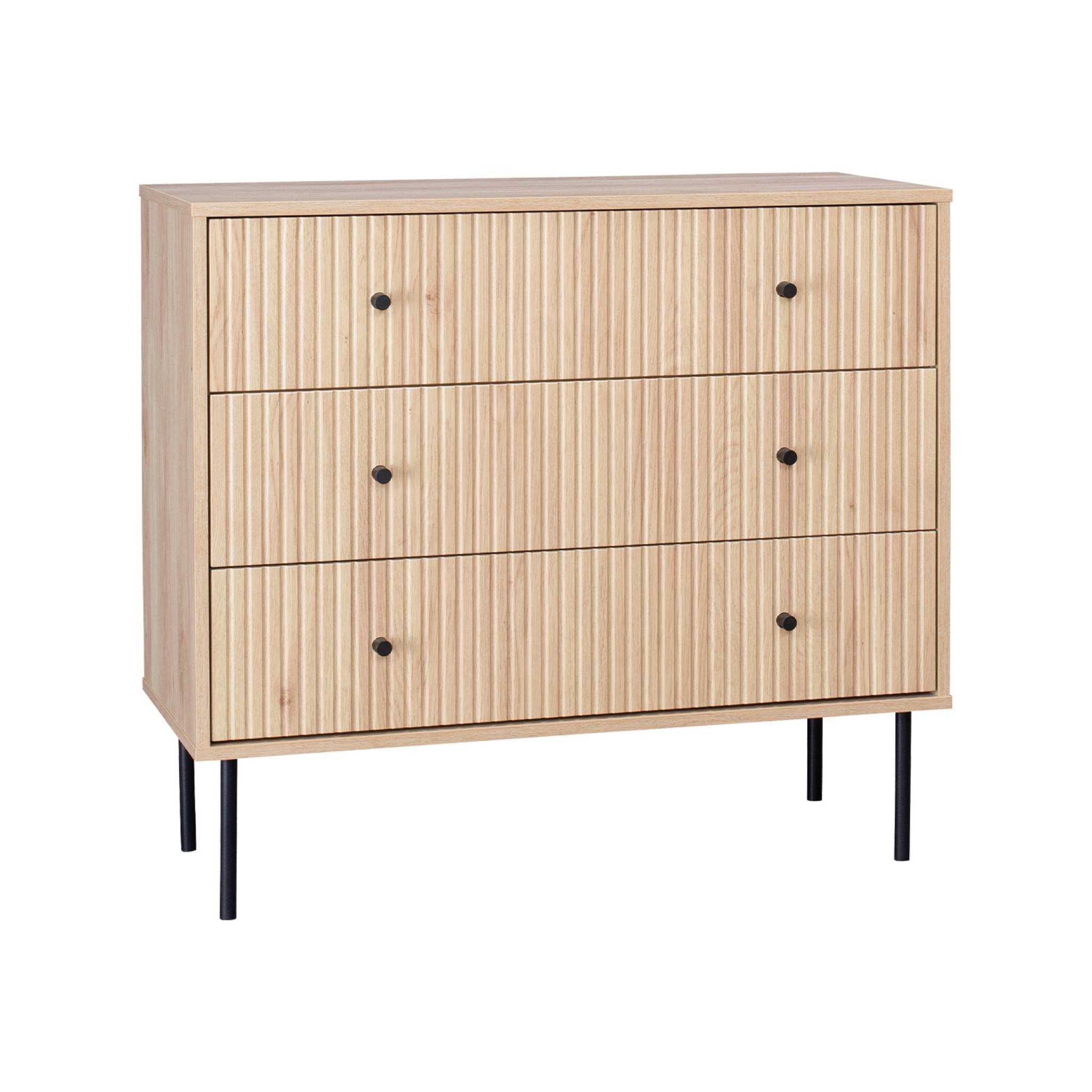 Costway Comodino con 3 cassetti, Cassettiera moderna vicino al letto Nero