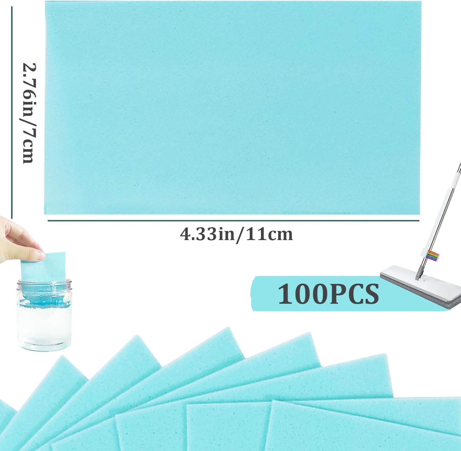 100pcs Comprimés de nettoyage au sol, de feuilles de nettoyage à sec solubles concentrées, solution de nettoyage portable à effets multiples pour tuil - 2