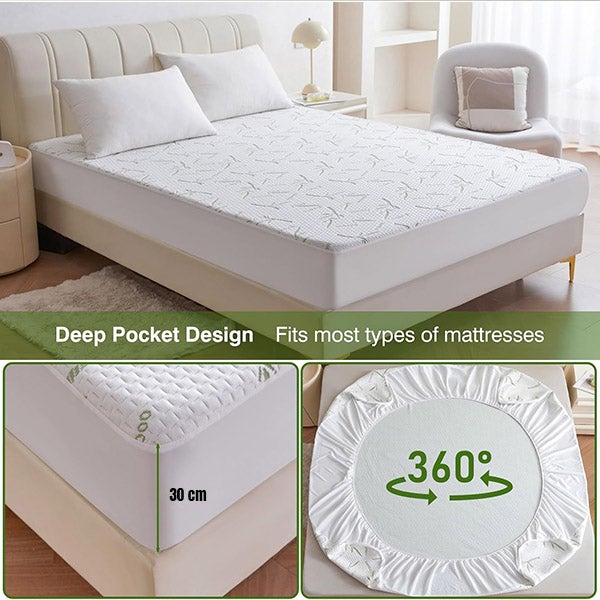 Housse de Matelas Imperméable 90X200X30 cm - Tissu 3D Respirant et Doux - Alèse Anti-Fuites Lavable en Machine - Protection Bébé et Adulte - 2