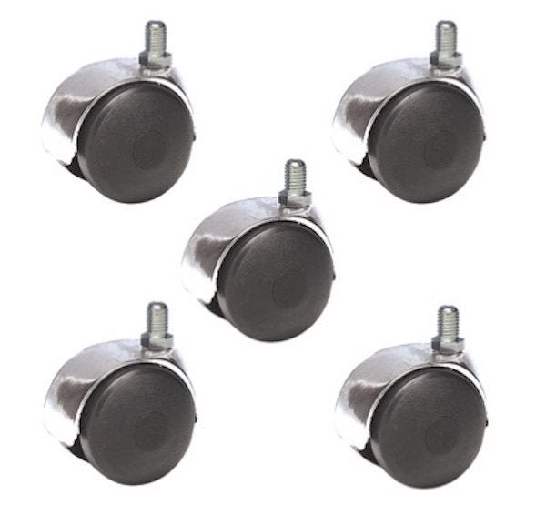 Lot De 4 Roulettes Pivotantes 5.1cm Polyuréthane Filetage 3/8-16UNC Avec Frein - Charge 50kg