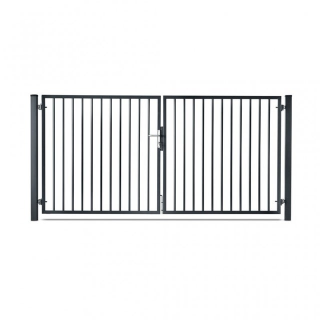 Portail barreaudé acier galvanisé passage 4m00 H 1m20 Gris anthracite