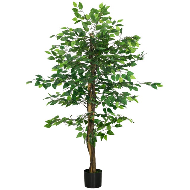 HOMCOM Pianta Artificiale di Ficus Alta 150cm per Interno ed Esterno con Vaso Incluso