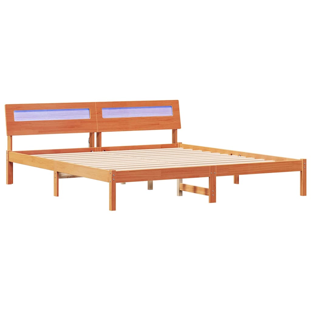 Łóżko Drewniane Brązowe Rama Łóżka Ze Stelażem Sypialnia Pokój 180 x 200 cm