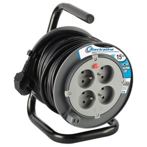 Enrouleur De Câble Industriel 25m – 3G1.5 Mm², 4 Prises Schuko, Protection IP44, Pour Chantier/extérieur