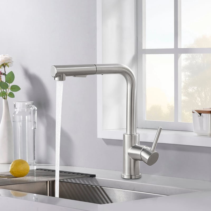 LOVHAUS Bateria Kuchenna Jednouchwytowa z Wyciąganą Wylewką, Bateria Zlewozmywakowa, Bateria Kuchenna Obrotowa 360