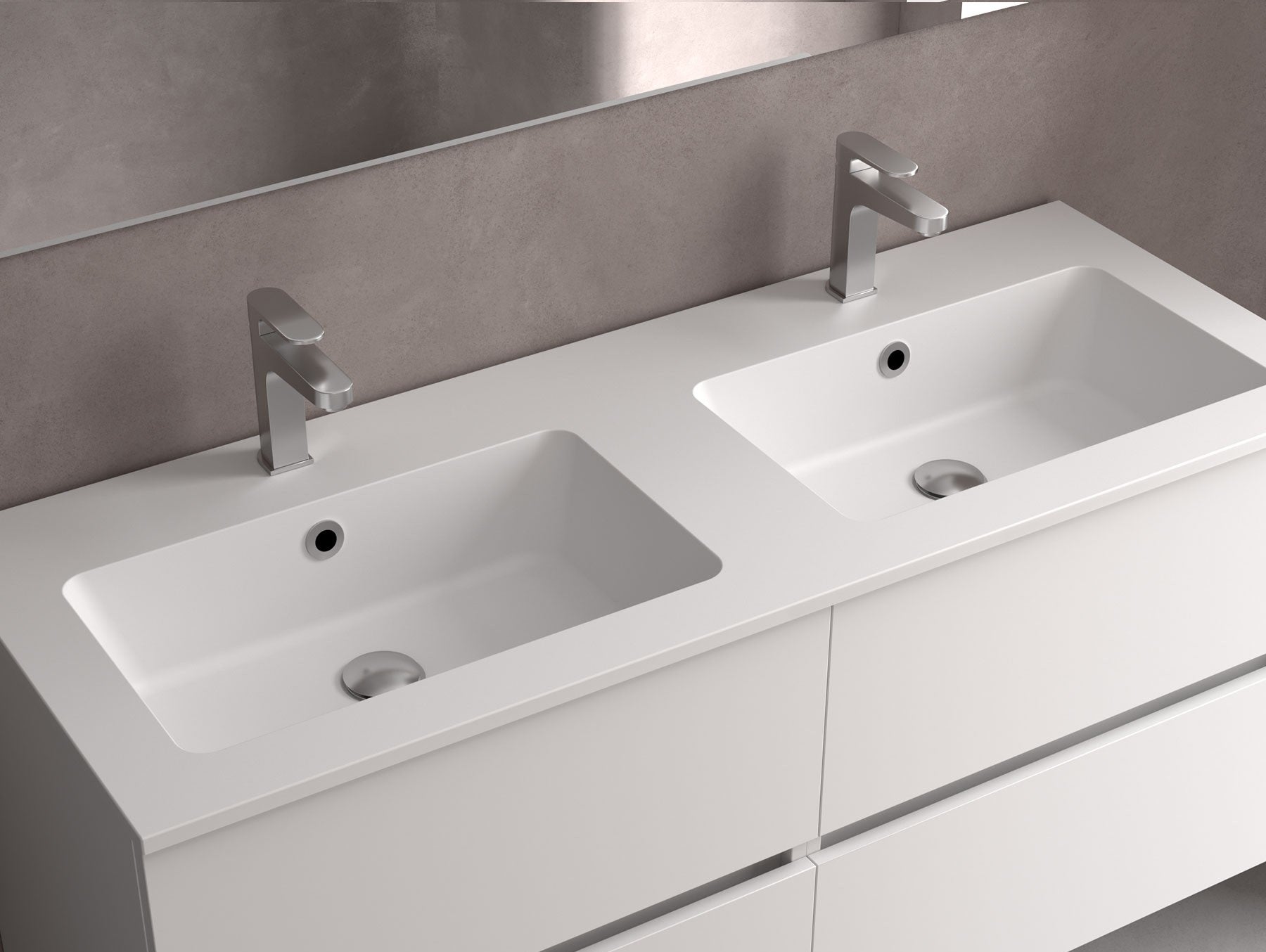 Meuble de salle de bain BEQUIA 160cm Noyer | Vasque Solid Surface - 3