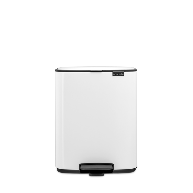 Brabantia Poubelle à Pédale Bo, 12 litres, Fermeture Soft Close, Seau intérieur en plastique - White