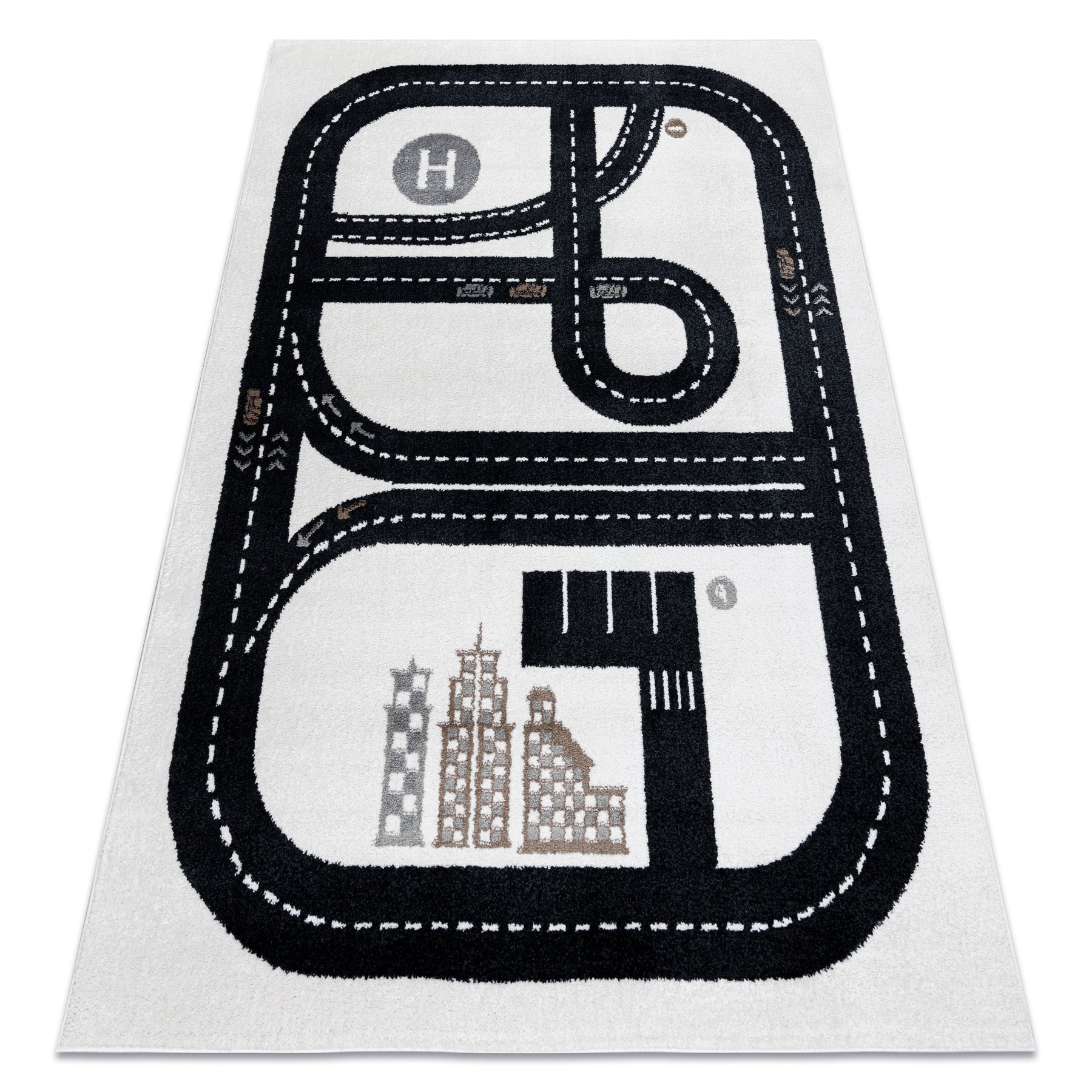 Dywan FUN Track dla dzieci, ulica, miasto krem 240x330 cm