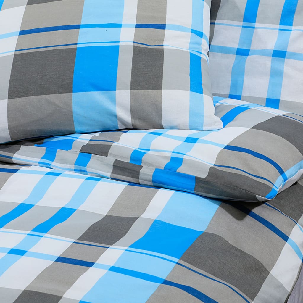 Ensemble de housse de couette | Parures de lit Bleu et gris 200x200 cm Coton CFW33373 - 7