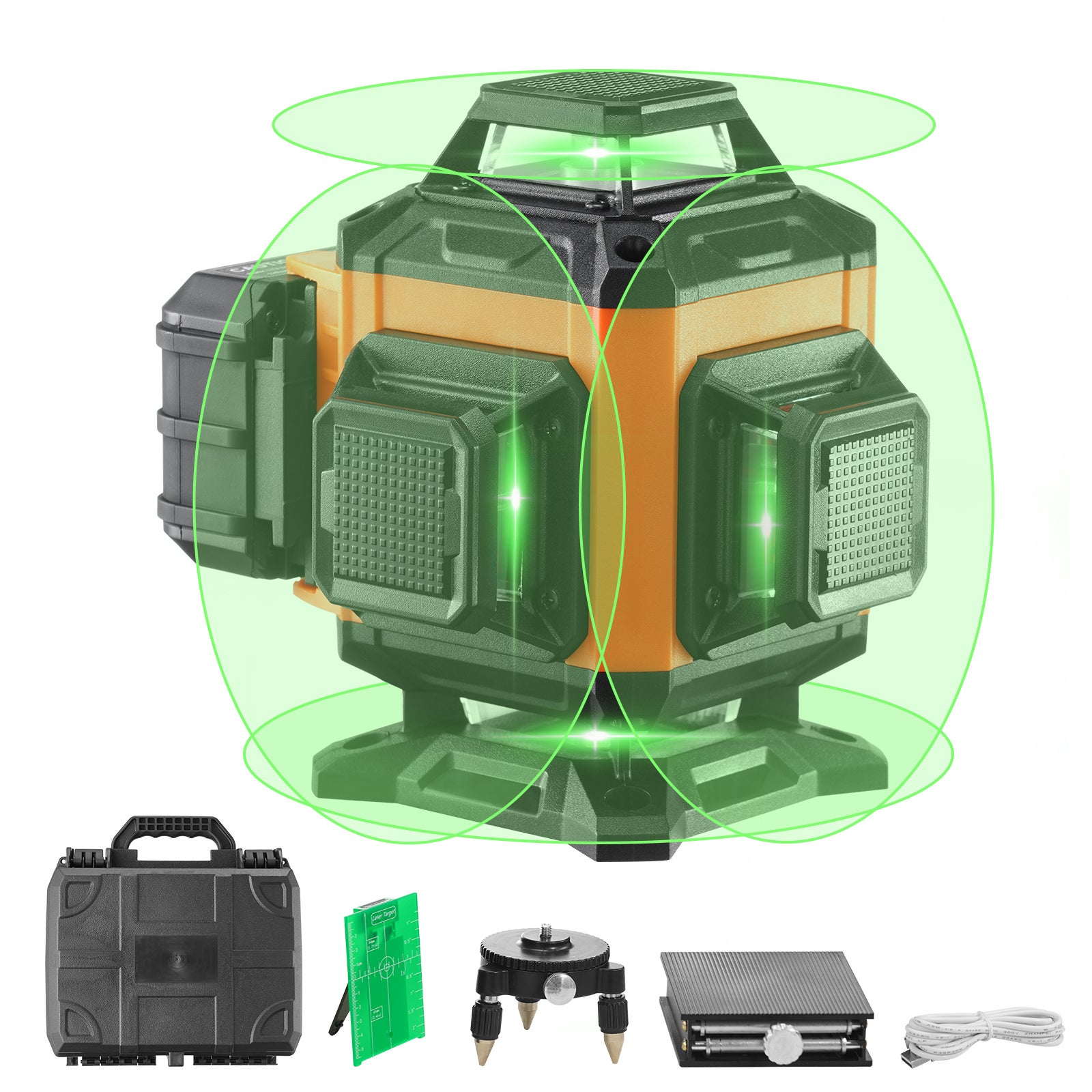 Laser Obrotowy Laser Krzyżowy 30m Poziom Lasera Samopoziomujący Laser Liniowy 520nm ± 10nm Długość Fali Lasera ± 0,28cm Przy 10m Laser VEVOR