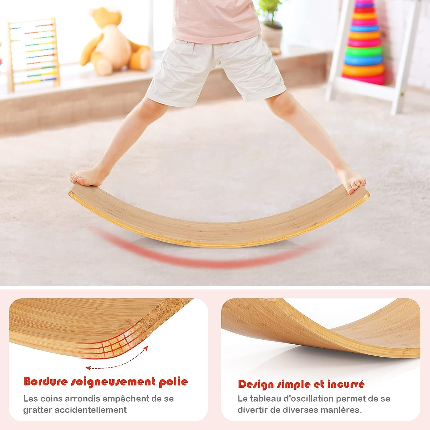 Ark Miido Tabla De Equilibrio De Madera Para Niños | Balancín Infantil Antideslizante | Juguete Sensorial Y De Coordinación