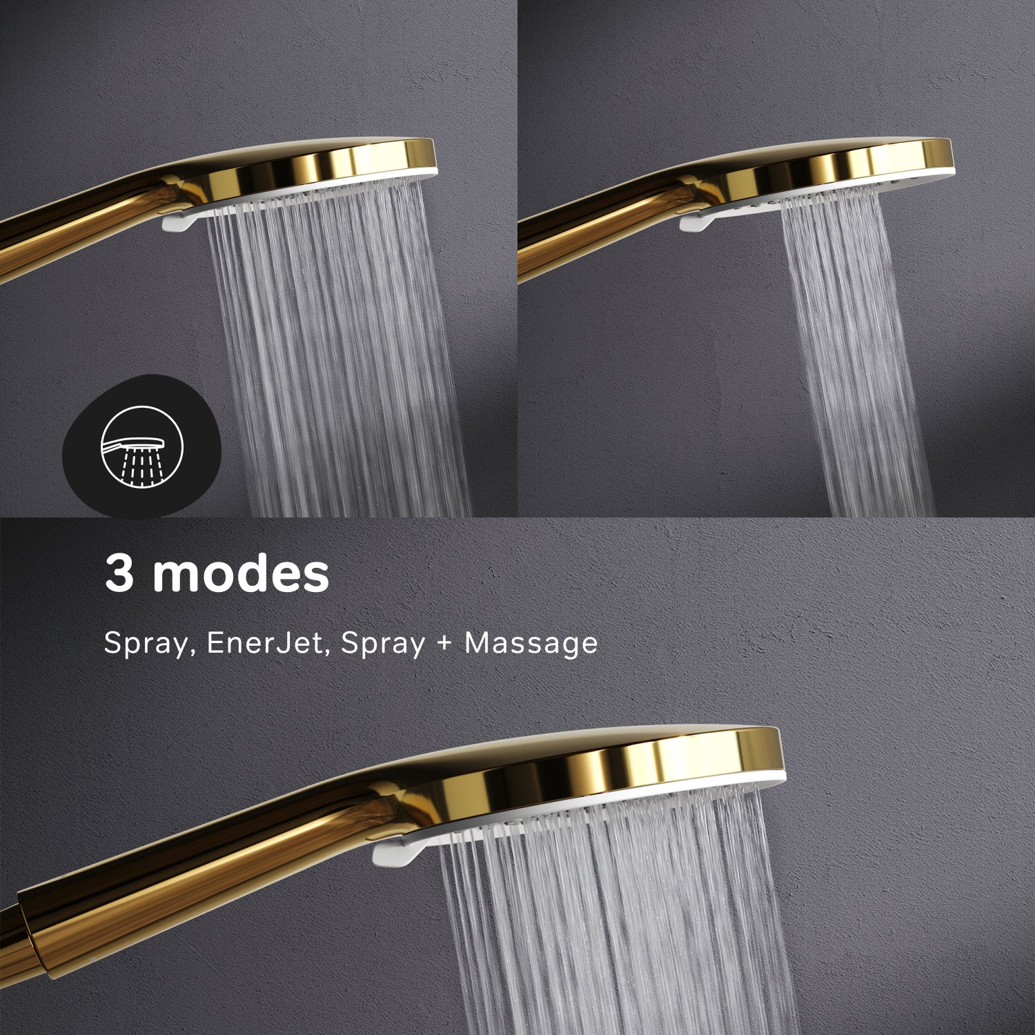 Set de douche: Pommeau de douche 3 jets, flexible et barre, Dore F01XA099 X-Joy AM.PM - 5
