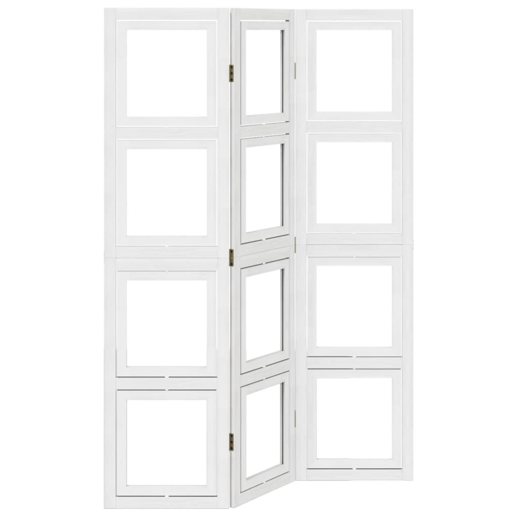 Biombo separador de 3 paneles | biombo divisor | paravientos madera maciza paulownia blanco cfw50353