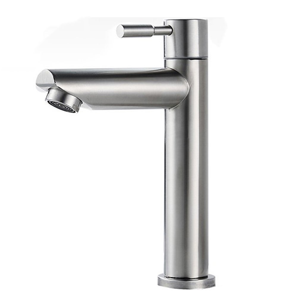 Robinet Lavabo Eau Froide Uniquement - Acier Inox 304, Bec 9,34 Cm - Bulleur Amovible - Installation Sur Lavabo