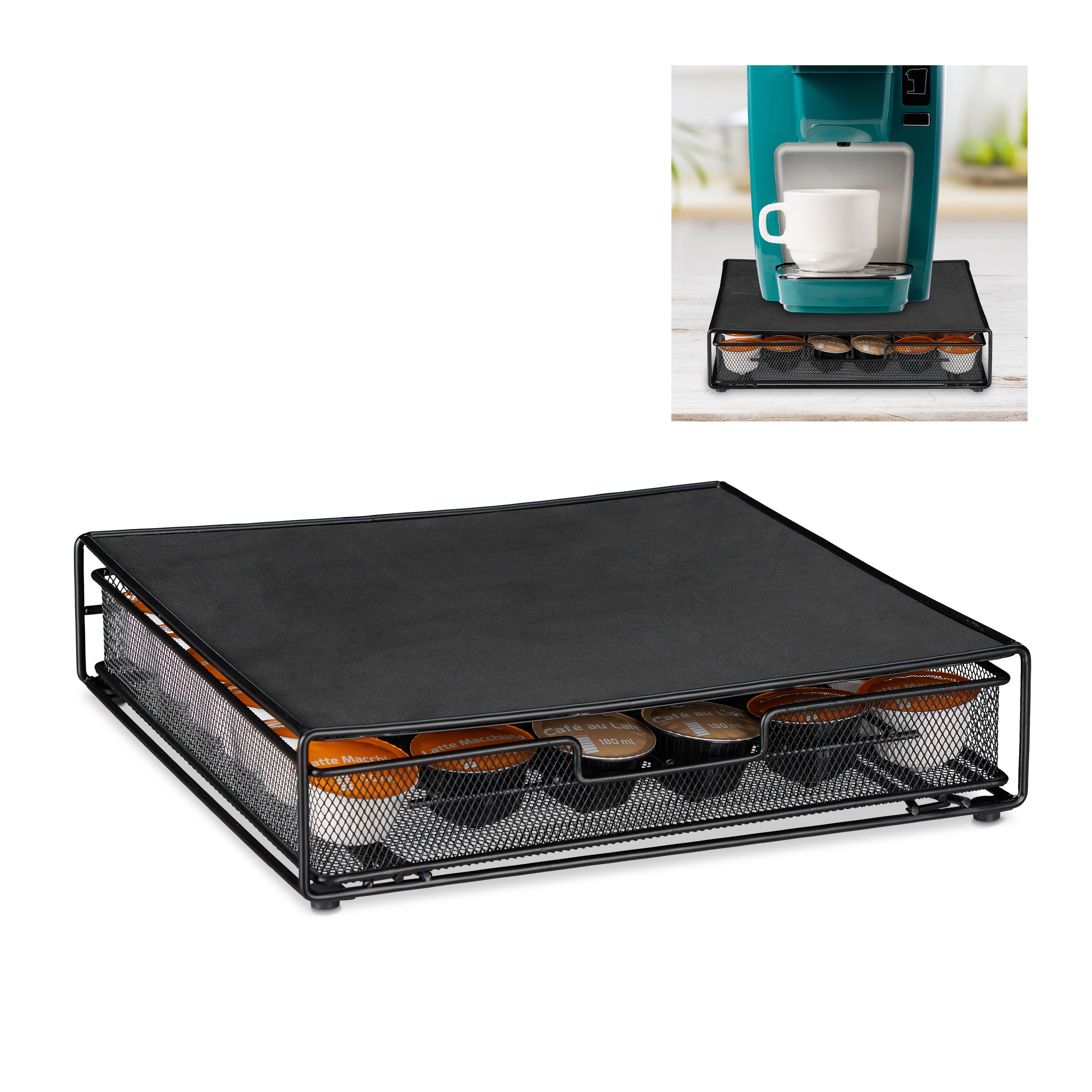 Organisateur De Capsules De Café - Support Tiroir 54 Capsules - Noir Antidérapant - Parfait Pour Machine à Café - 5