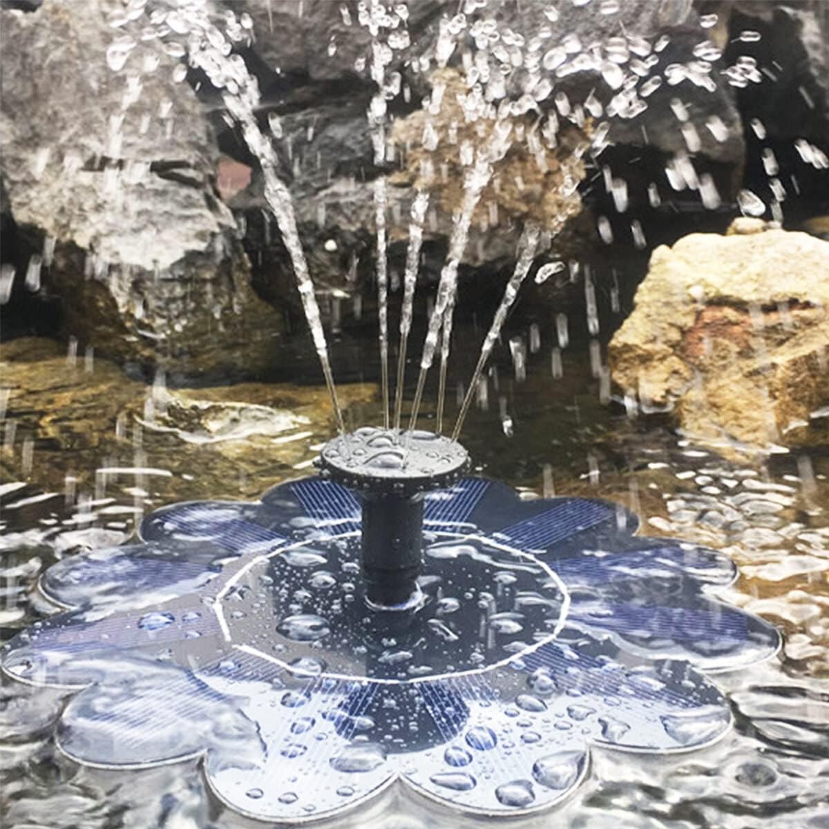 Solar Powered Fountain, Water Pump, Bird Bath Floating Garden Pond Pool Fish Tanks For Garden Sprinklers,Fontaine solaire en forme de-fleur,φ16cm. - 6