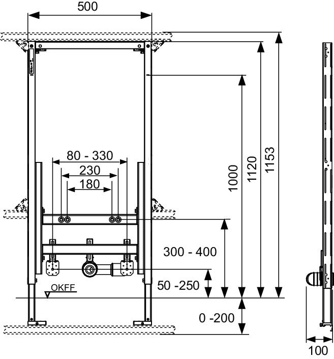 TECEprofil module de bidet pour bidet suspendu, hauteur 1120mm, 9330000 - 2