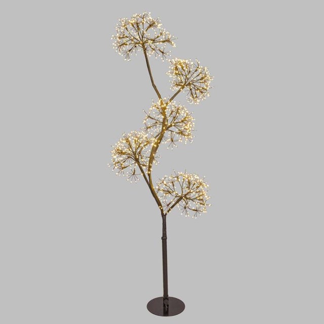 Arbre lumineux 5 sphères riche ø20cm H120cm 1200 micro LED IP44 en métal noir