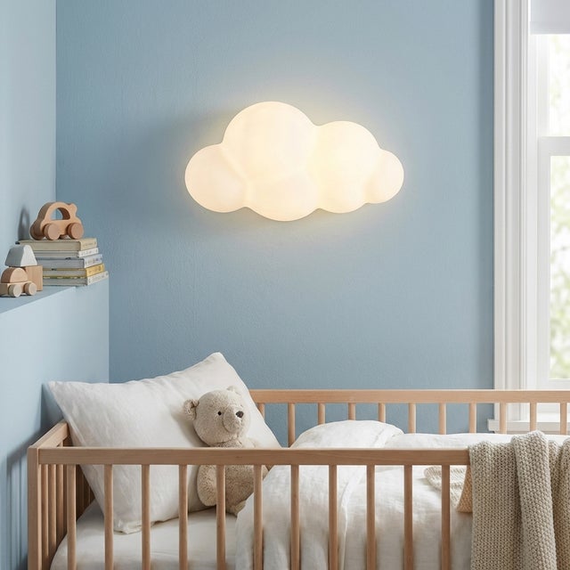 Aplique LED infantil nuvem 3D 12W 1260 lm, policarbonato, CCT 3000K/4000K/6000K, 30x19 cm