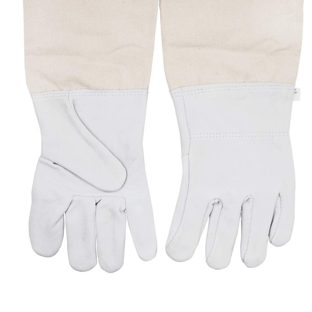 Gants de Protection en Peau de ChèVre Pour Apiculteur Avec Manches VentiléEs ModèLe Universel Gants en Cuir pour Apiculteur Outils D'Apiculture - 5