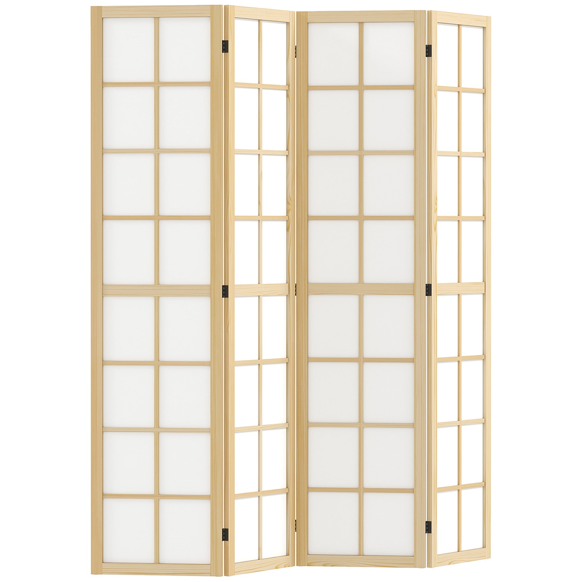 naturel, Paravent interieur pliable 4 panneaux 160 x 170 centimètres séparateur de pièce pour salon chambre à coucher maison - 3