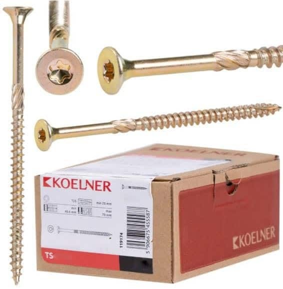 Set 100 suruburi dulgherie pentru lemn, 5x40mm KOELNER / TS-5040 100buc
