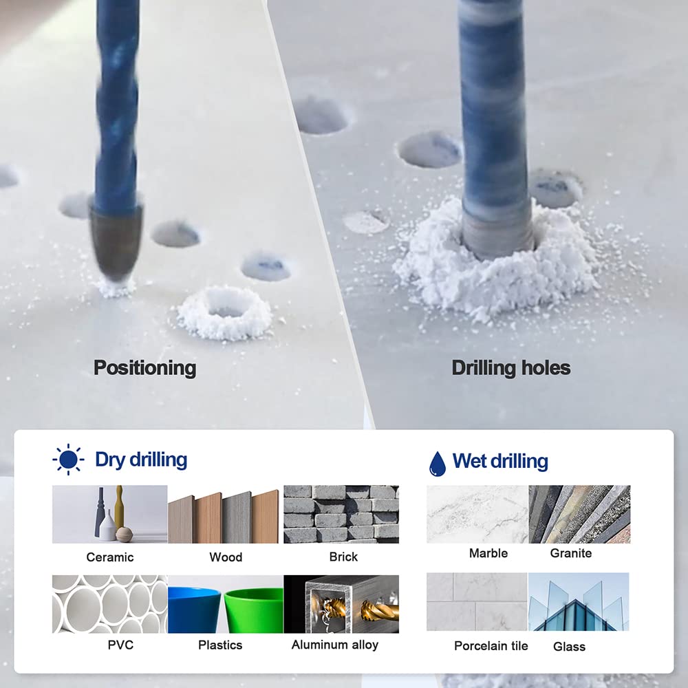 Forets Mèches Diamant Carrelage 6/6/8/10+6mm - BRSCHNITT Foret Céramique pour Porcelaine,Céramique, Granit,Carrelage（5 Pièces） - 7