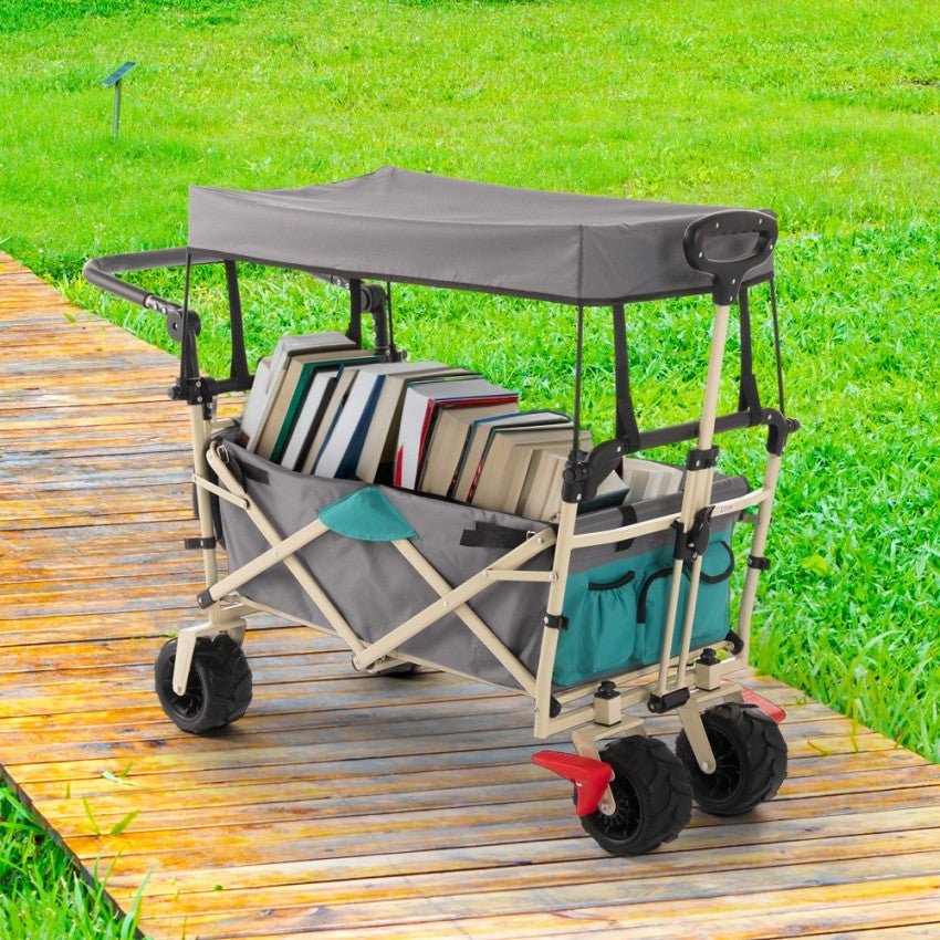 Carrello Pieghevole Multiuso 150kg - Carro Da Spiaggia Con Ruote Grandi, 500L Per Spesa E Giardinaggio