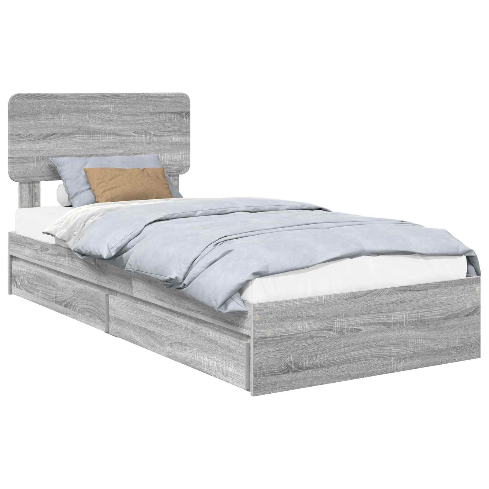 Lit de rangement Gris 90 x 200 cm Panneau de bois - 2