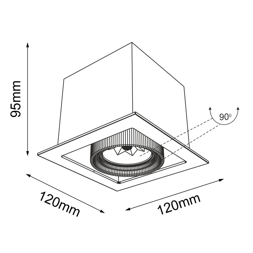 Oprawa sufitowa wpuszczana oczko Ebino czarna 1xGU10x10W kwadratowa ruchoma IP20 wym: 9,5 x 12 x 12 cm aluminium Shilo - 2