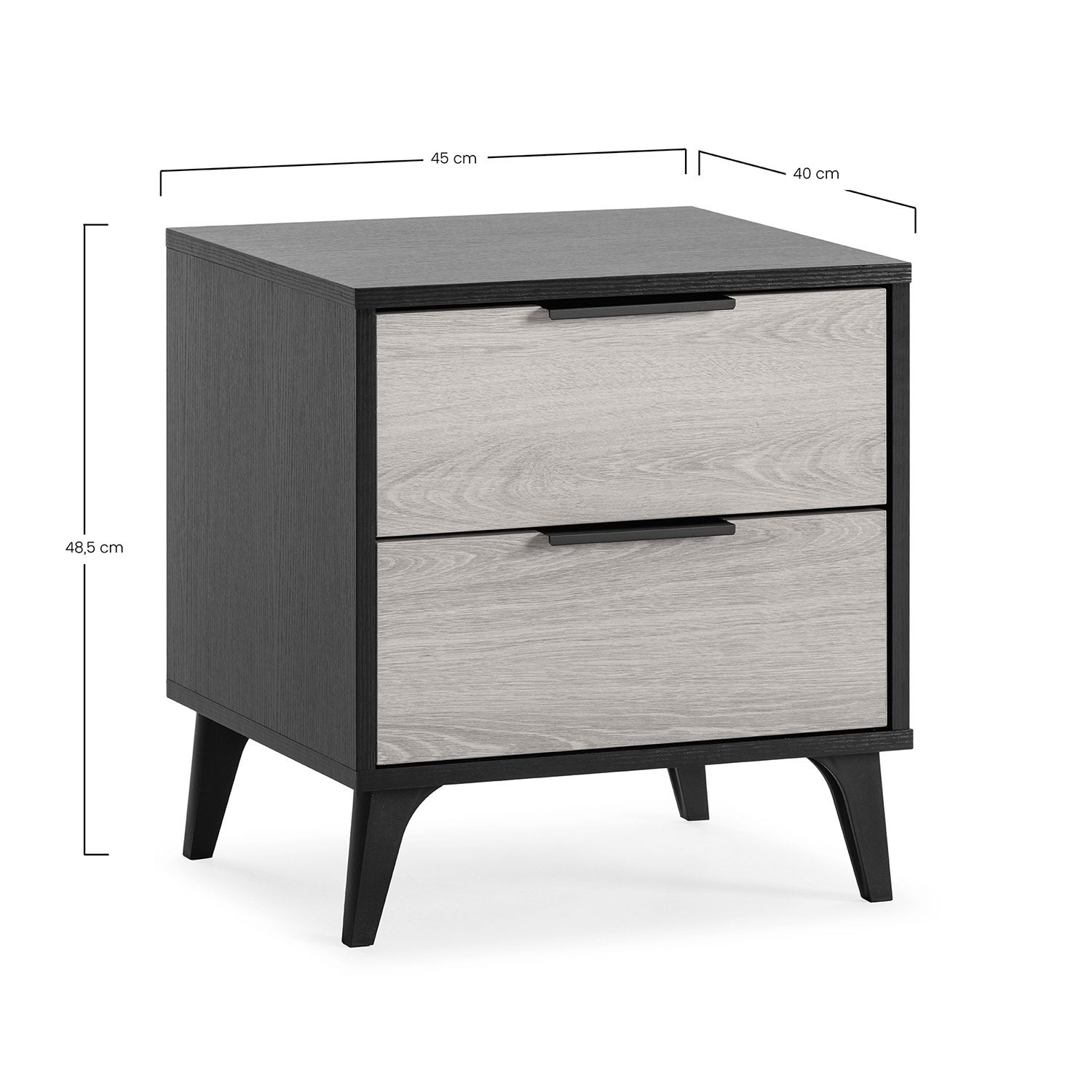 Table de chevet Kalma 2 tiroirs couleur noir/chêne - 8