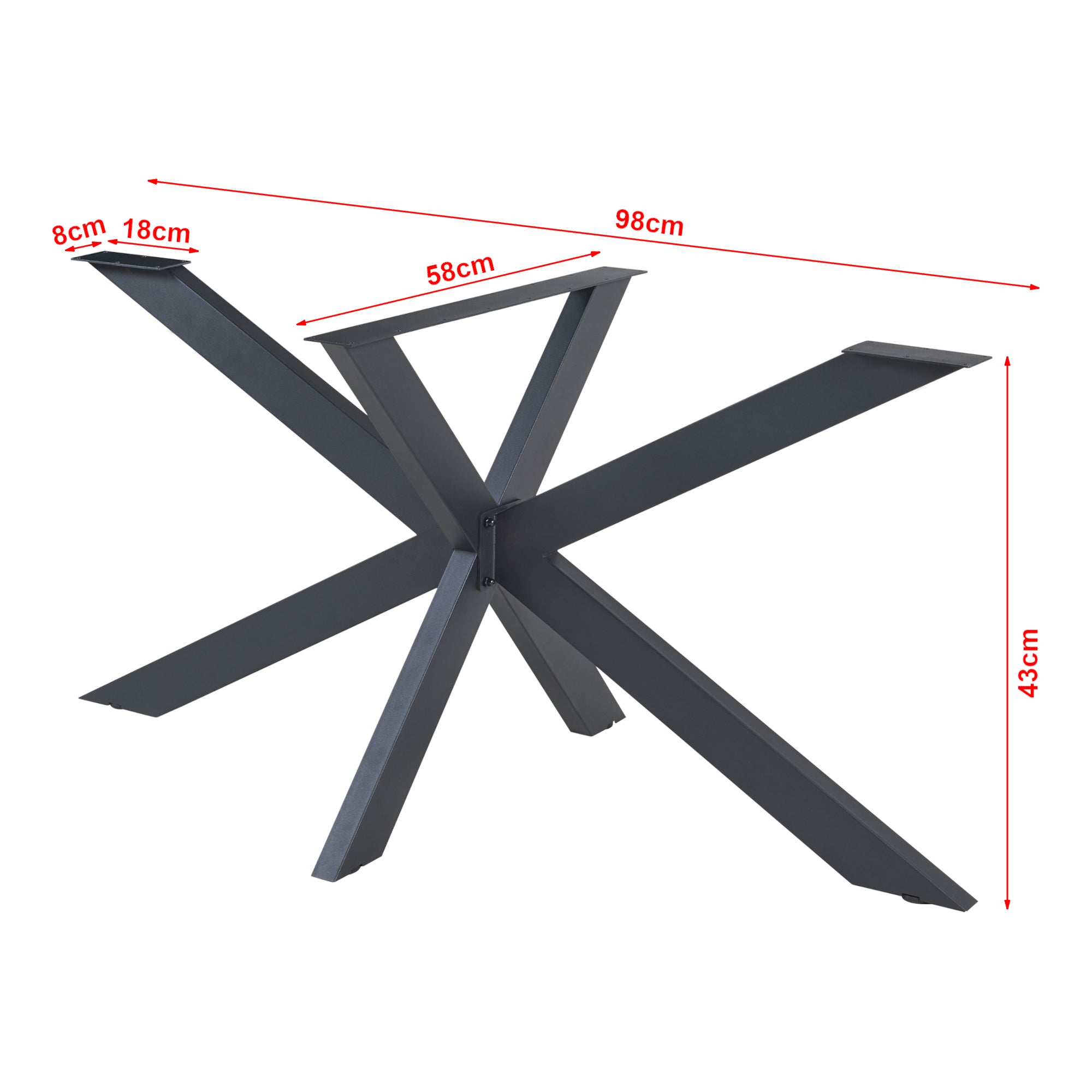 Structure de table Oberau acier 98 x 58 x 43 cm noir [en.casa] - 2