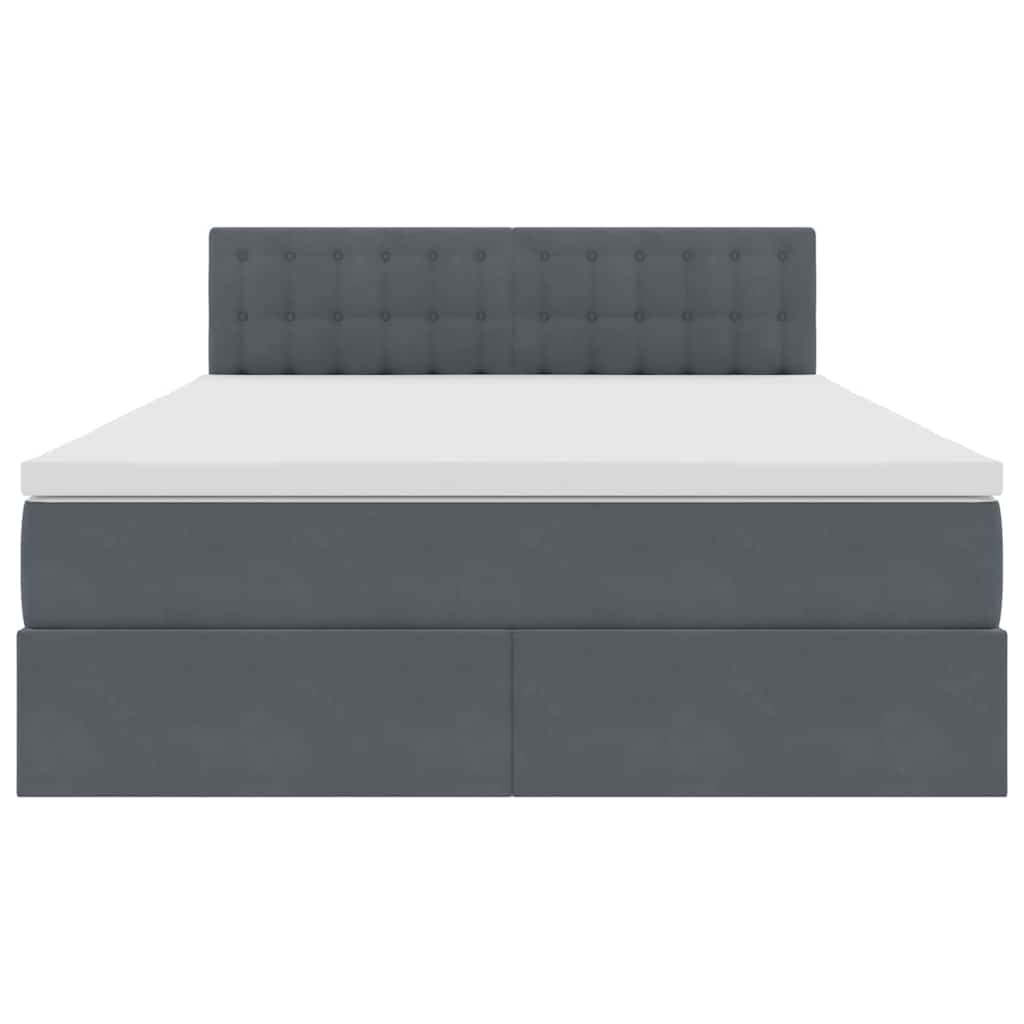 Lit de rangement gris foncé, 140 x 200 cm, en velours - 7