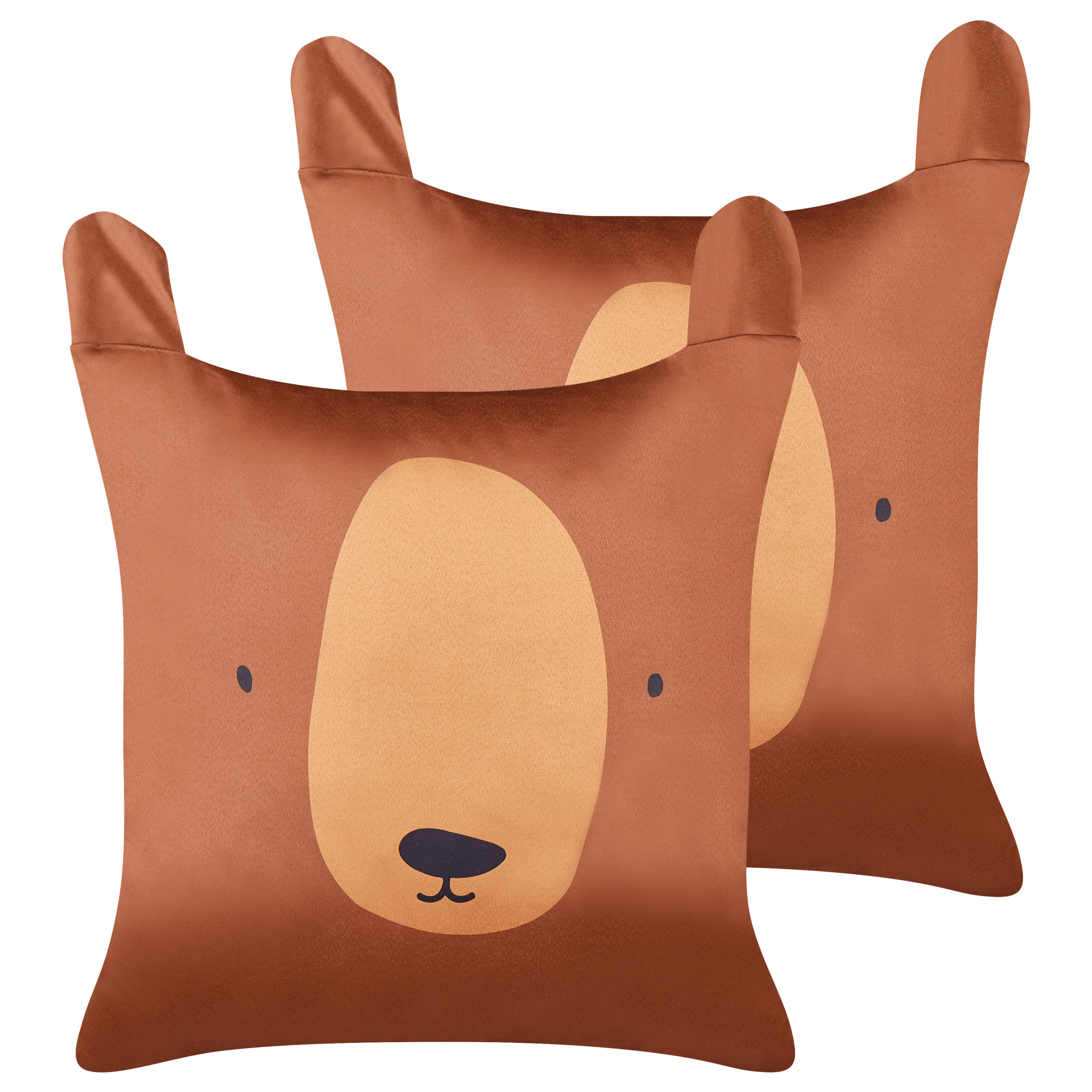 Beliani conjunto de 2 cojines teddybear bouclé 45 x 45 cm infantil animal copetudo marrón