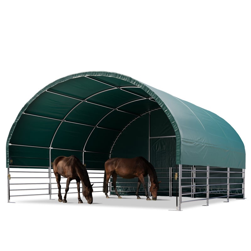 Namiot pastwiskowy 6x6 m plandeka PCV 2300 Newton - podłoże ziemia - otwarta z przodu