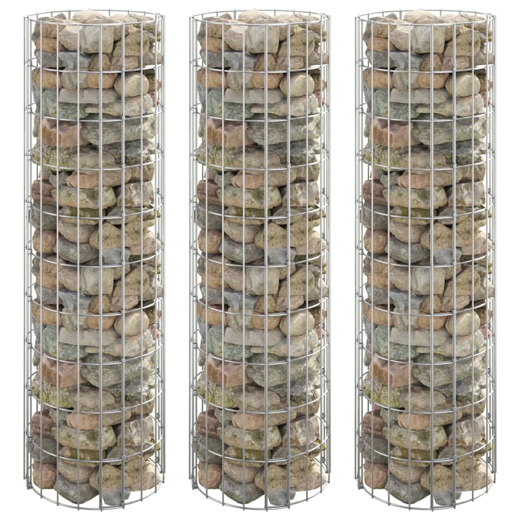 Maison exclusive - arriate gaviones circular 3 uds acero galvanizado ø30x100 cm